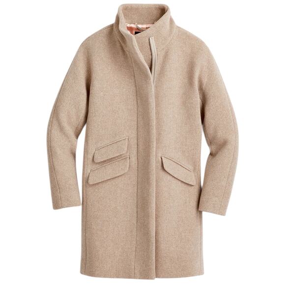 J. Crew Cocoon Coat in Italian Stadium Cloth Wool Blend Tan Size 0 - Picture 3 of 12